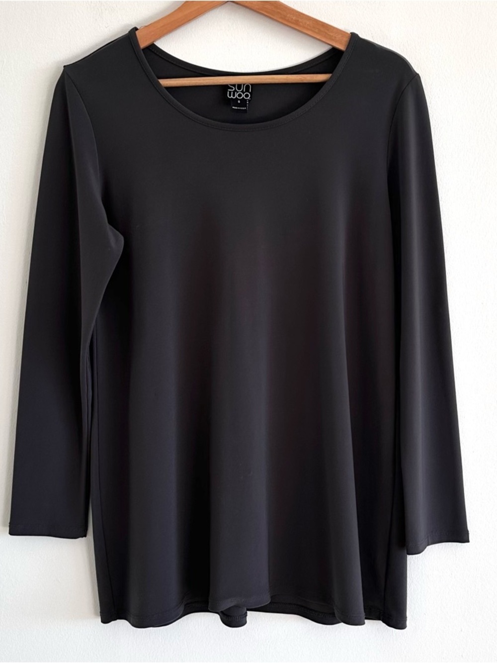 Clara Sunwoo gray soft stretchy jersey knit long sleeve no wrinkle tunic small